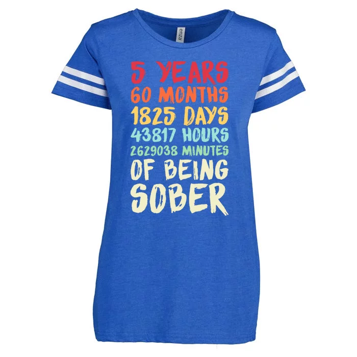 Five Years Clean Addiction Recovery 5 Years Sober Enza Ladies Jersey Football T-Shirt