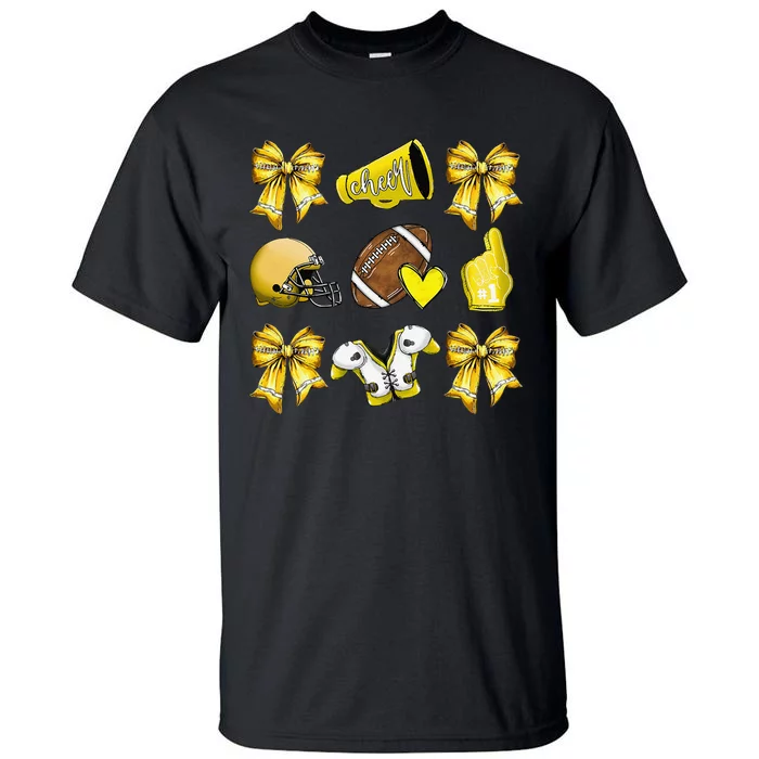 Funny Yellow Cheer Coquette Football Mom Women Girl Gift Tall T-Shirt