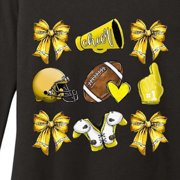 Funny Yellow Cheer Coquette Football Mom Women Girl Gift Womens CVC Long Sleeve Shirt