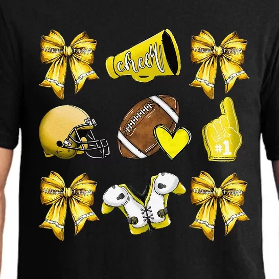 Funny Yellow Cheer Coquette Football Mom Women Girl Gift Pajama Set