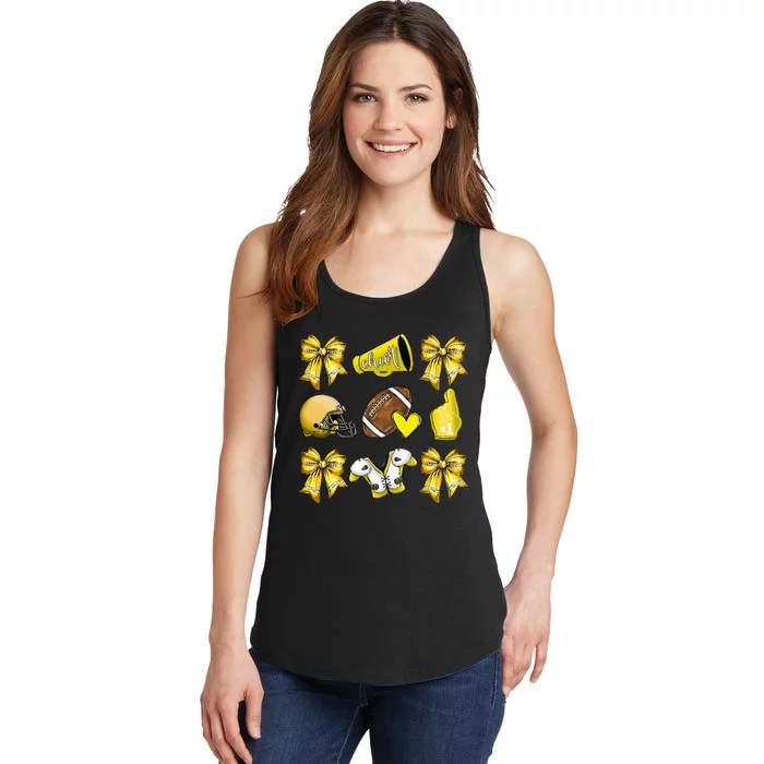 Funny Yellow Cheer Coquette Football Mom Women Girl Gift Ladies Essential Tank