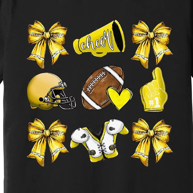 Funny Yellow Cheer Coquette Football Mom Women Girl Gift Premium T-Shirt