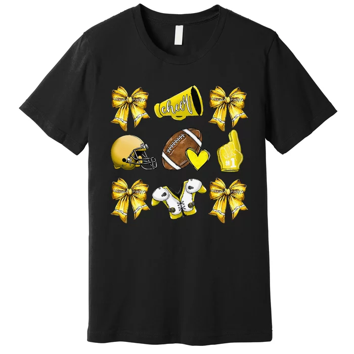 Funny Yellow Cheer Coquette Football Mom Women Girl Gift Premium T-Shirt