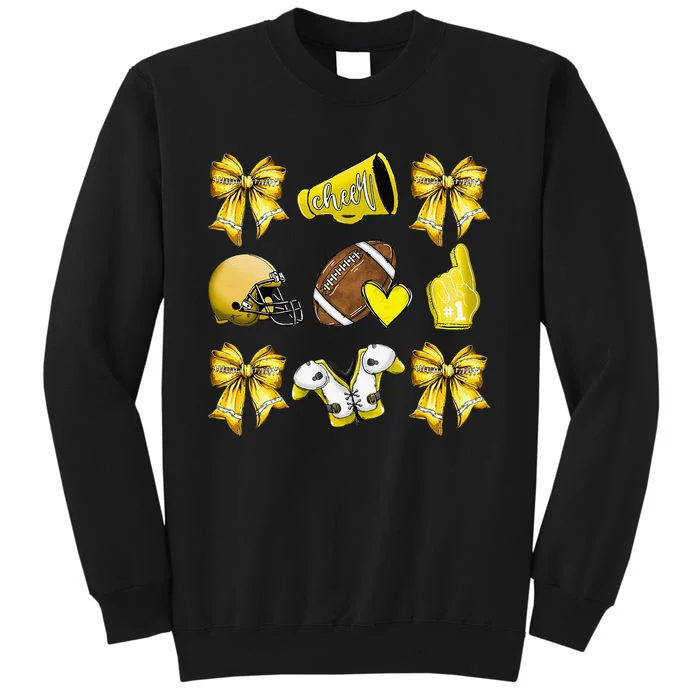 Funny Yellow Cheer Coquette Football Mom Women Girl Gift Tall Sweatshirt