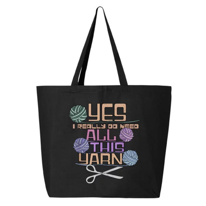 Funny Yarn Crafting Saying Knitting Crochet TShirt 25L Jumbo Tote