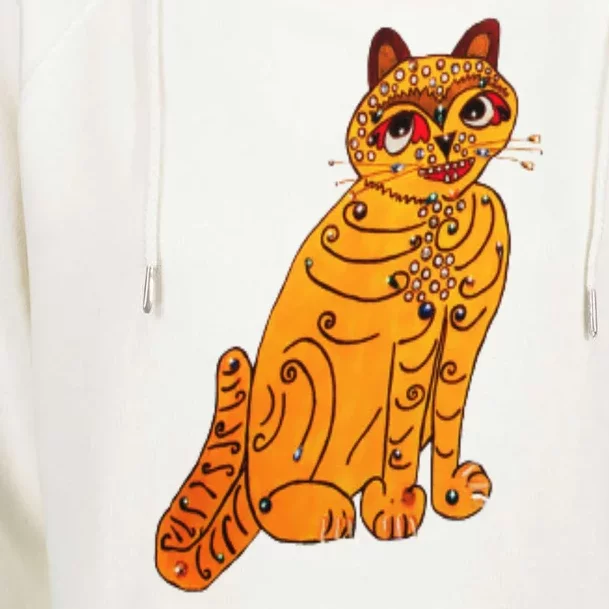 Funny Yellow Cat Womens Funnel Neck Pullover Hood