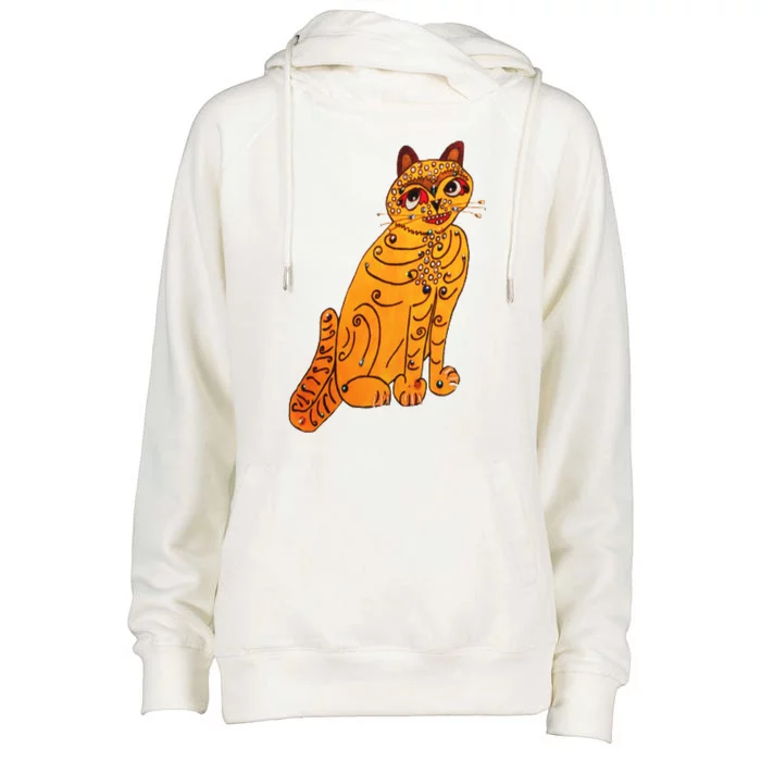 Funny Yellow Cat Womens Funnel Neck Pullover Hood