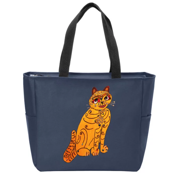 Funny Yellow Cat Zip Tote Bag