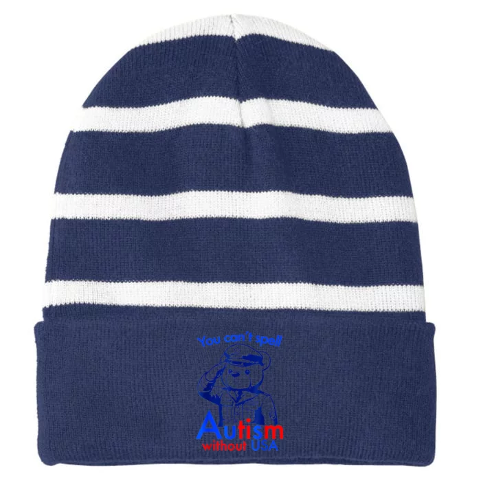 Funny You CanT Spell Autism Without Usa Striped Beanie with Solid Band