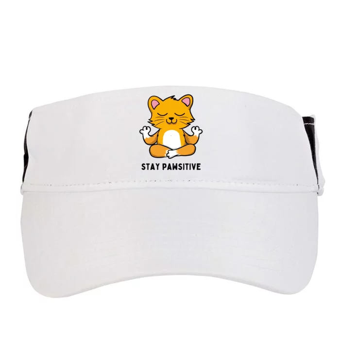 Funny Yoga Cat Stay Pawsitive Zen Joke Pun Yoga Lovers Gift Adult Drive Performance Visor