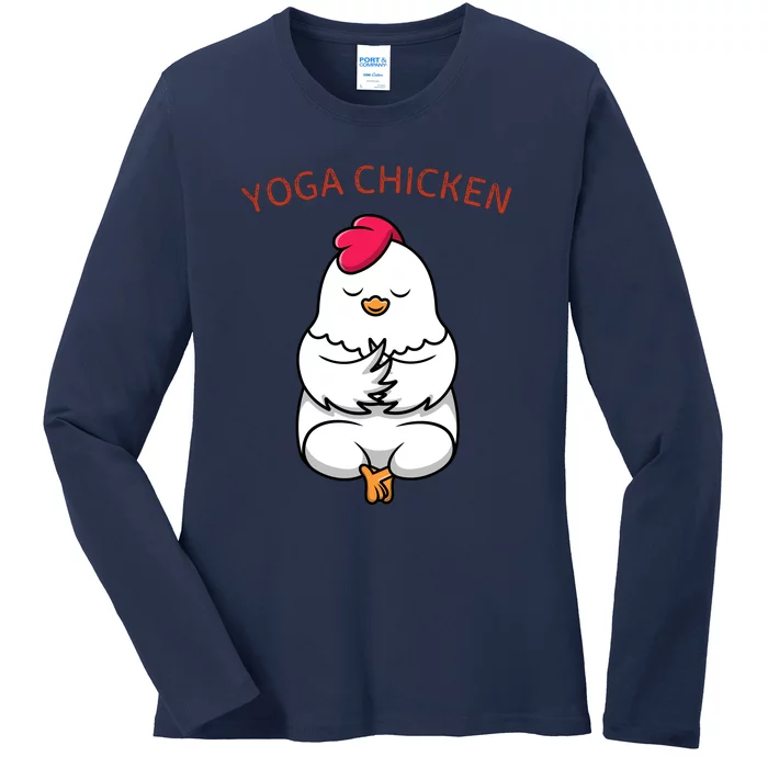 Funny Yoga Chicken Ladies Long Sleeve Shirt