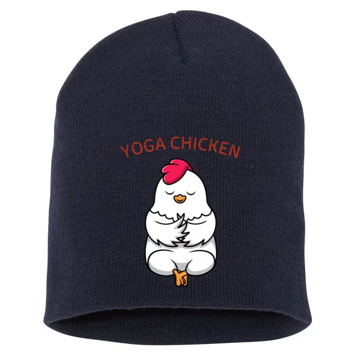 Funny Yoga Chicken Short Acrylic Beanie