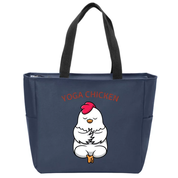 Funny Yoga Chicken Zip Tote Bag