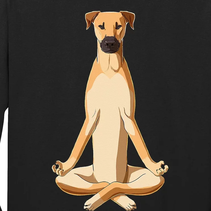 Funny Yoga Dog Black Mouth Cur Tall Long Sleeve T-Shirt