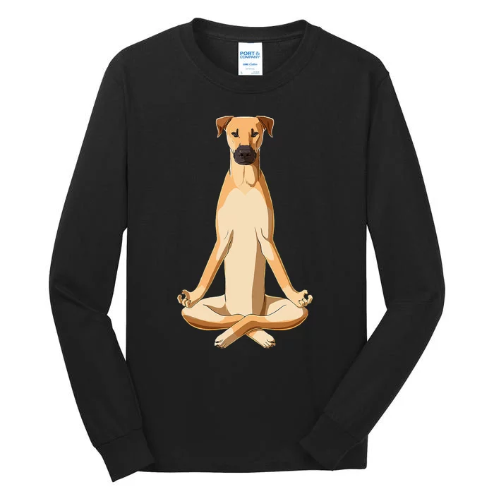 Funny Yoga Dog Black Mouth Cur Tall Long Sleeve T-Shirt