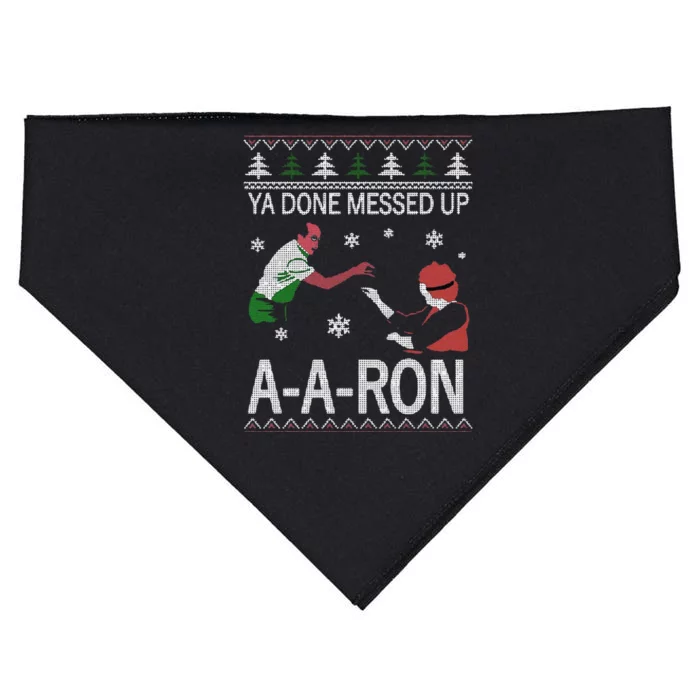 Funny Ya Done Messed Up Aaron Ugly Christmas USA-Made Doggie Bandana