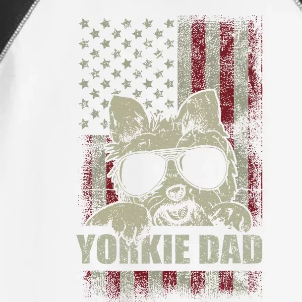 Funny Yorkie Dad American Flag Dog Daddy Fathers Day Tee Toddler Fine Jersey T-Shirt