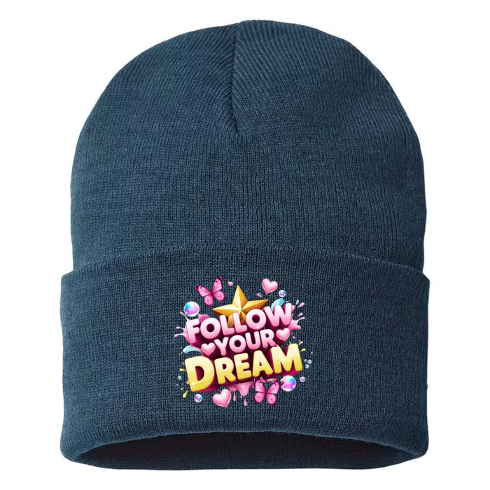 Follow Your Dreams Cute Gift Sustainable Knit Beanie