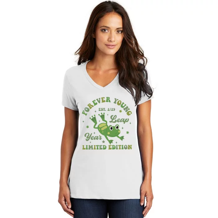 Forever Young Est 2 29 Leap Year Limited Edition Women's V-Neck T-Shirt