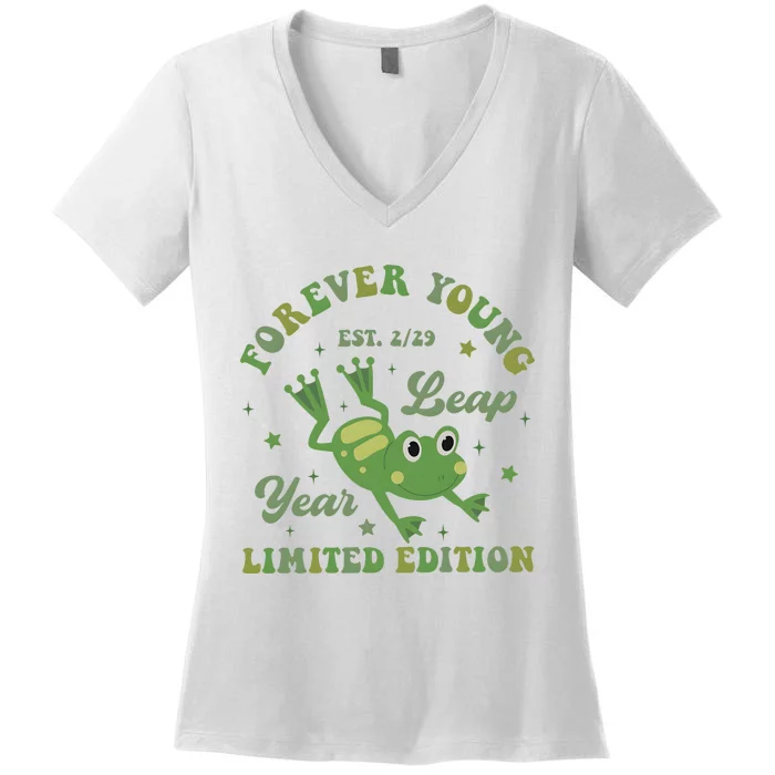 Forever Young Est 2 29 Leap Year Limited Edition Women's V-Neck T-Shirt