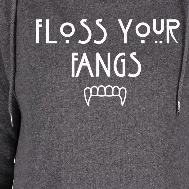 Floss Your Fangs Funny Dental Halloween Hygienist Dentist Womens Funnel Neck Pullover Hood