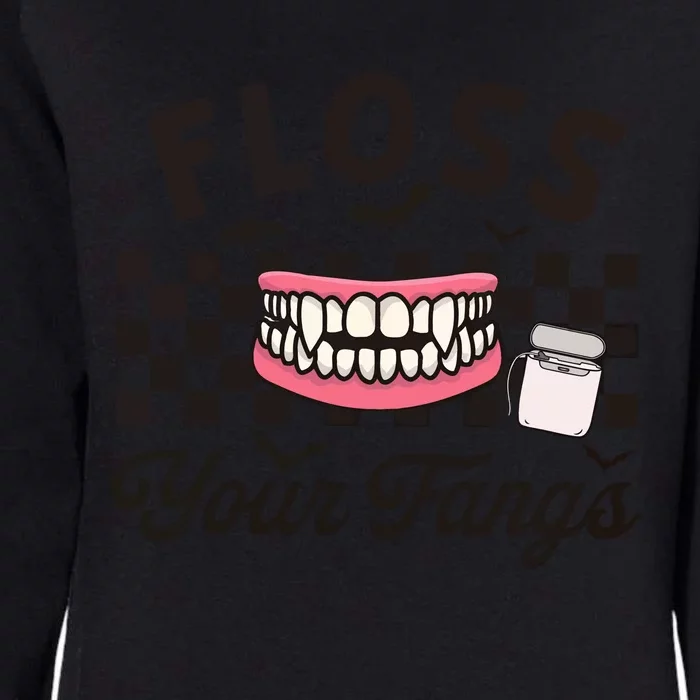 Floss Your Fangs Dental Crew Halloween Womens California Wash Sweatshirt