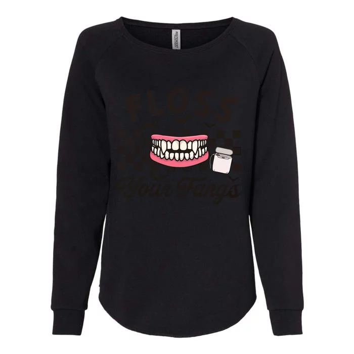 Floss Your Fangs Dental Crew Halloween Womens California Wash Sweatshirt