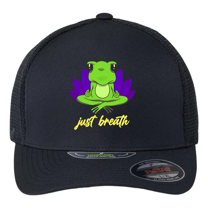 Funny Yoga Frog Stuffed Animal Merch Just A Breathe Frog Gift Flexfit Unipanel Trucker Cap