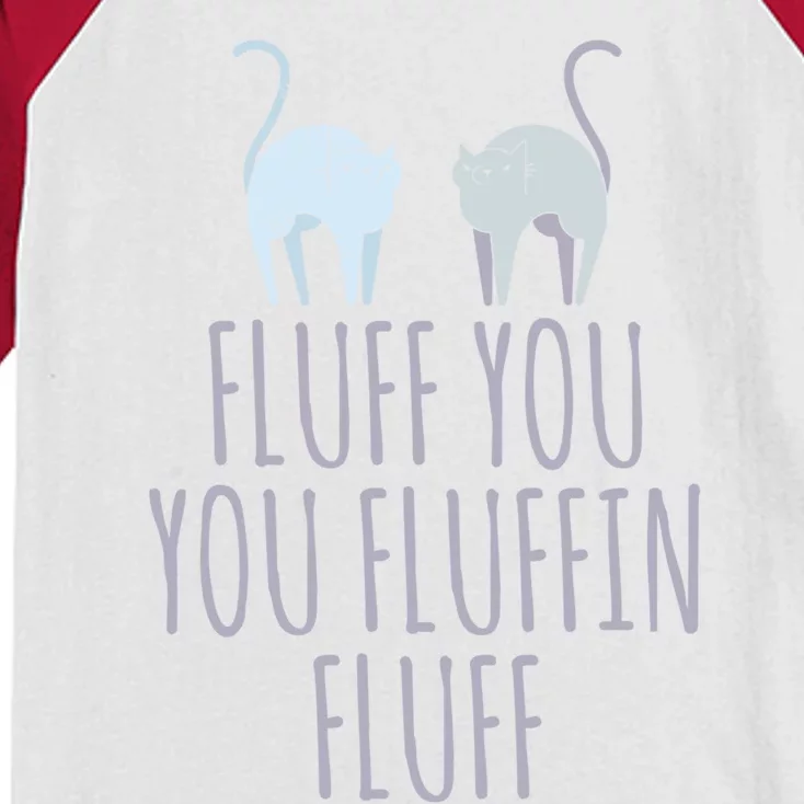 Fluff You Fluffin Fluff Cat Funny Cats Lover Animal Kitten Gift Kids Colorblock Raglan Jersey