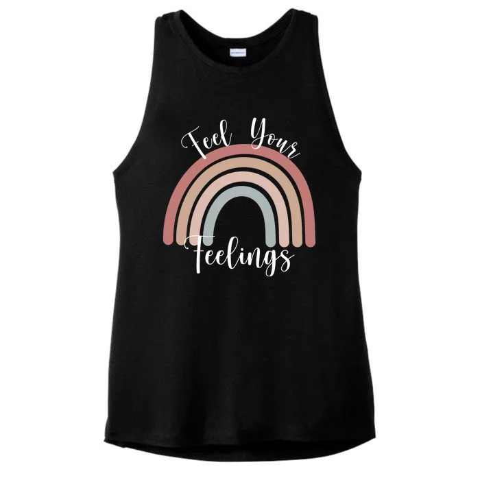 Feel Your Feelings Rainbow Ladies Tri-Blend Wicking Tank