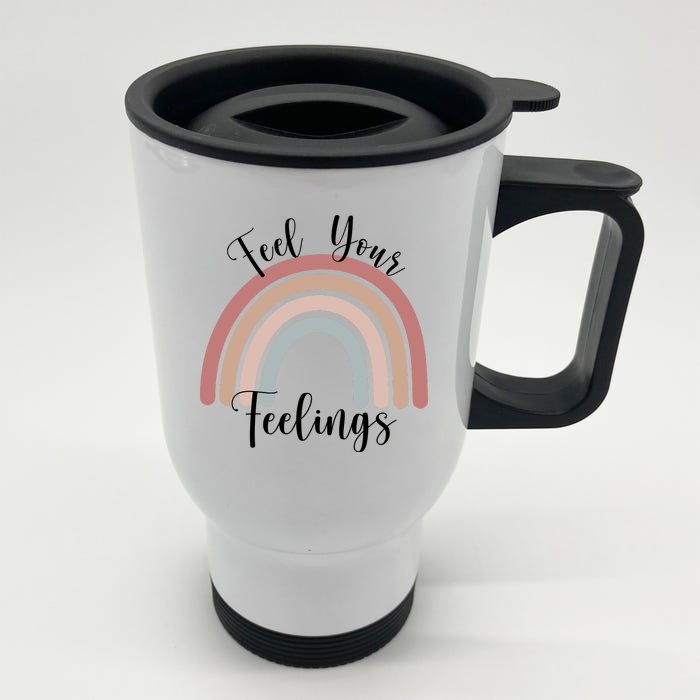 Feel Your Feelings Rainbow Front & Back Stainless Steel Travel Mug