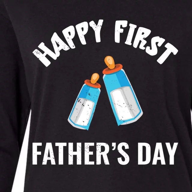 First Year Fathers Day Funny Bottles Milk Best Daddy Cool Gift Womens Cotton Relaxed Long Sleeve T-Shirt