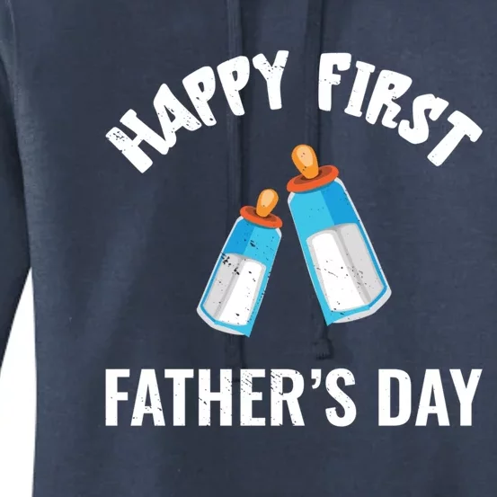 First Year Fathers Day Funny Bottles Milk Best Daddy Cool Gift Women's Pullover Hoodie