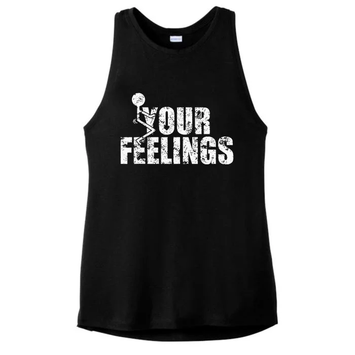 Fuck Your Feelings Grunge Vintage Ladies Tri-Blend Wicking Tank