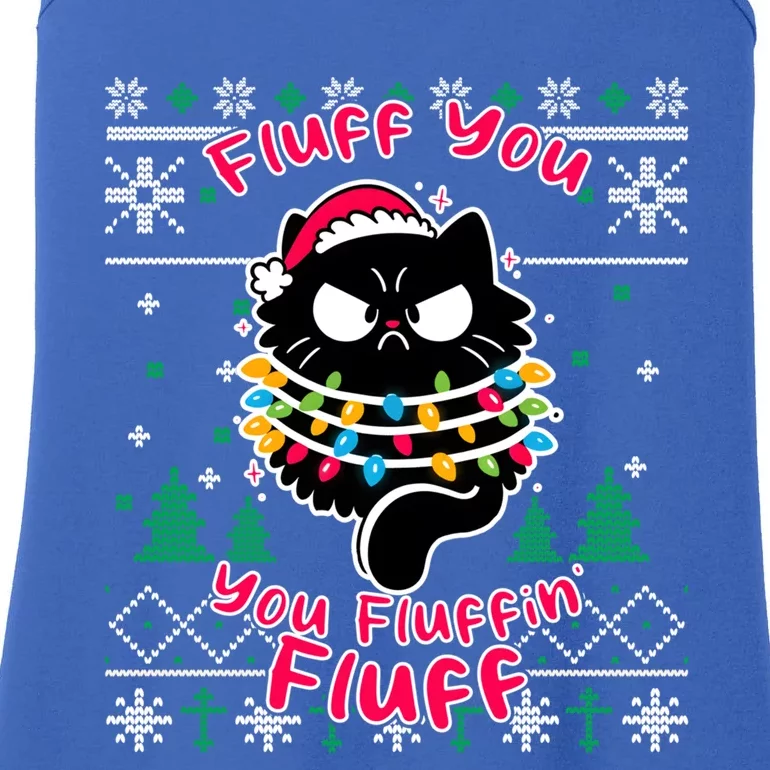 Fluff You Fluffin Cat Pyjamas Pj Ugly Xmas Funny Christmas Gift Ladies Essential Tank