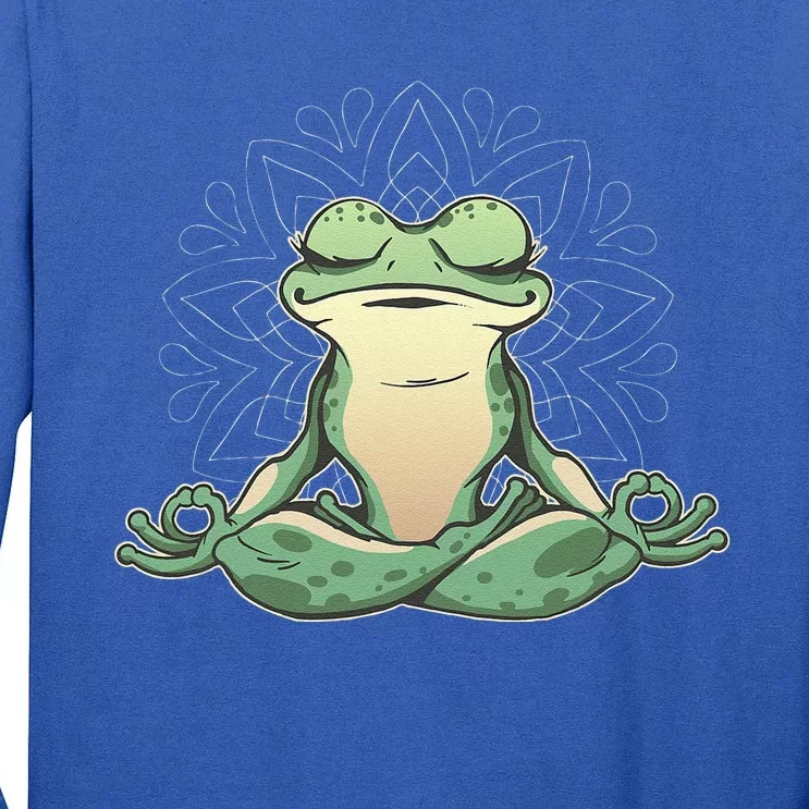 Funny Yoga Frog Meditating Zen For Yoga Frog Lovers Tall Long Sleeve T-Shirt