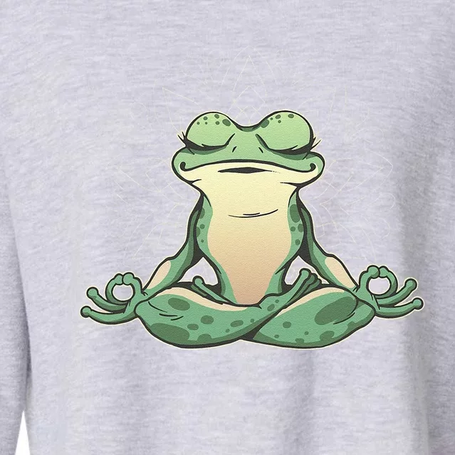 Funny Yoga Frog Meditating Zen For Yoga Frog Lovers Cropped Pullover Crew