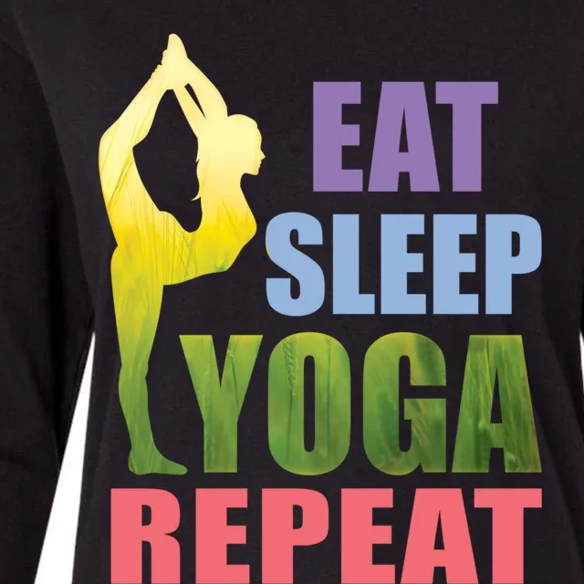 Funny Yoga Gift Eat Sleep Yoga Repeat Meditation Gift Womens Cotton Relaxed Long Sleeve T-Shirt