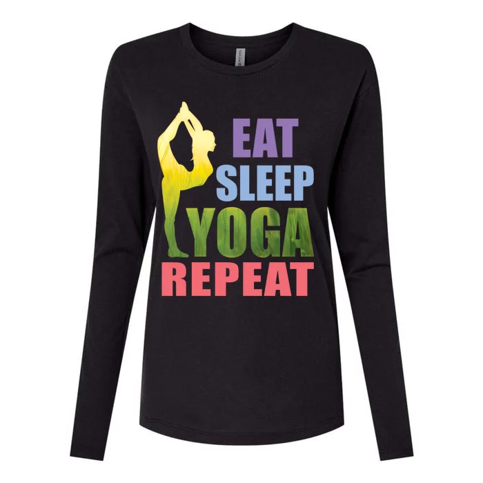 Funny Yoga Gift Eat Sleep Yoga Repeat Meditation Gift Womens Cotton Relaxed Long Sleeve T-Shirt