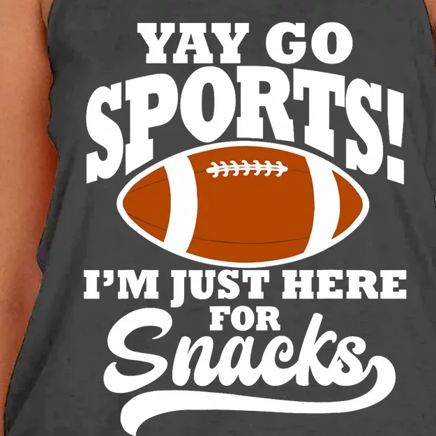 Funny Yay Go Sports I'm Just Here For Snacks Football Women's Knotted Racerback Tank