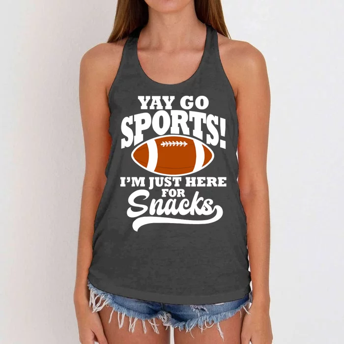 Funny Yay Go Sports I'm Just Here For Snacks Football Women's Knotted Racerback Tank