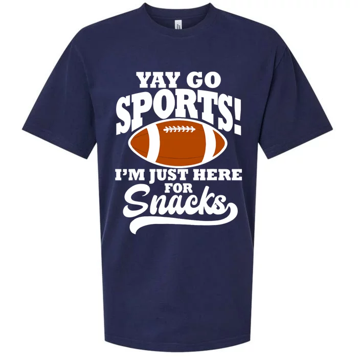 Funny Yay Go Sports I'm Just Here For Snacks Football Sueded Cloud Jersey T-Shirt