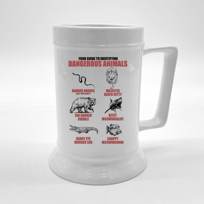 Funny Your Guide To Identifying Dangerous Animals Front & Back Beer Stein