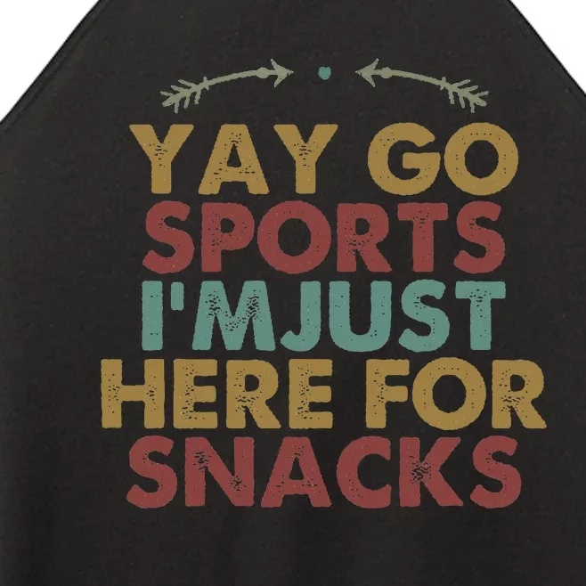 Funny Yay Go Sports IM Just Here For Snacks Football Retro Women’s Perfect Tri Rocker Tank