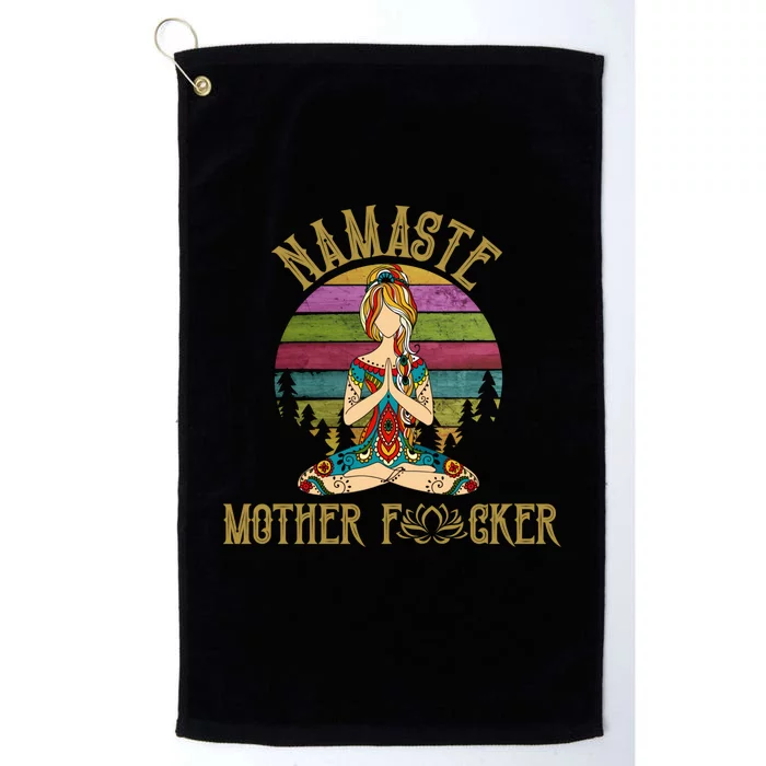 Funny Yoga Humor Meditation Gift Vintage Namaste Mother F Platinum Collection Golf Towel