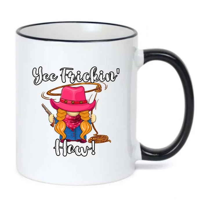 Funny Yee Haw Yee Freakin' Haw Cow Gnome Novelty Black Color Changing Mug