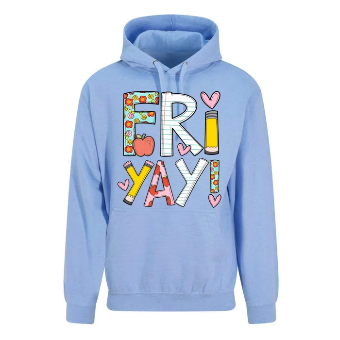 Fri Yay Happy Friday Funny Weekend Teacher Back To School Unisex Surf Hoodie