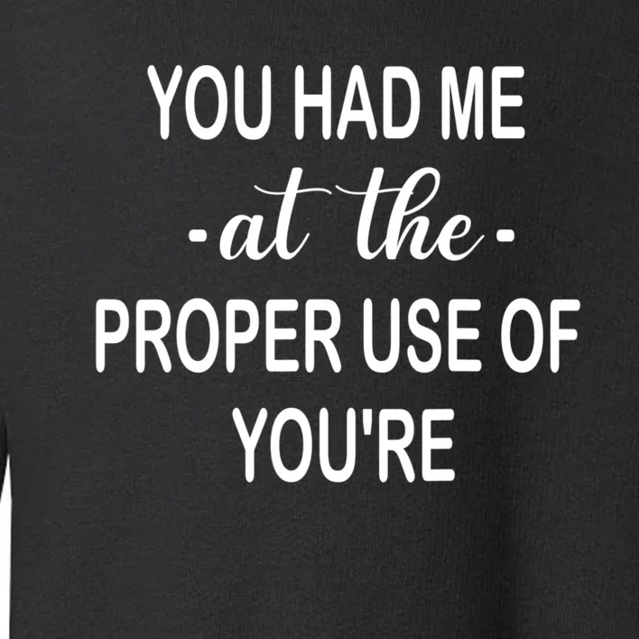 Funny You Had Me At The Proper Use Of You're Toddler Sweatshirt