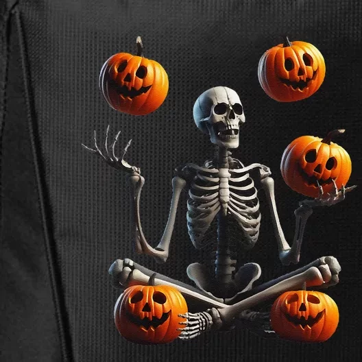 Funny Yoga Halloween Pumpkin Juggling Skeleton Clothing City Backpack