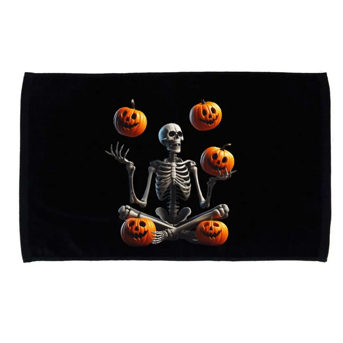 Funny Yoga Halloween Pumpkin Juggling Skeleton Clothing Microfiber Hand Towel